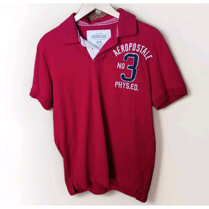 Aeropostale Large Logo Red Polo T-shirt Mens M Vintage Phys Ed NO 3